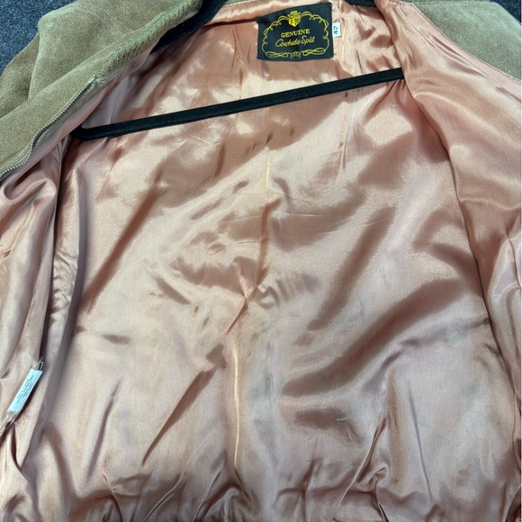 VTG Genuine Real Leather 42 Bomber Jacket Coat Brown Tan Full Zip Zipper Lined - Picture 9 of 9